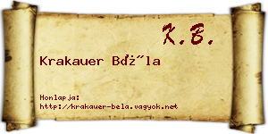 Krakauer Béla névjegykártya